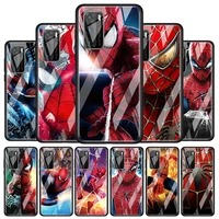 spiderman marvel for huawei p40 p30 pro plus p20 p10 lite p smart z 2021 2020 2019 luxury tempered glass phone case