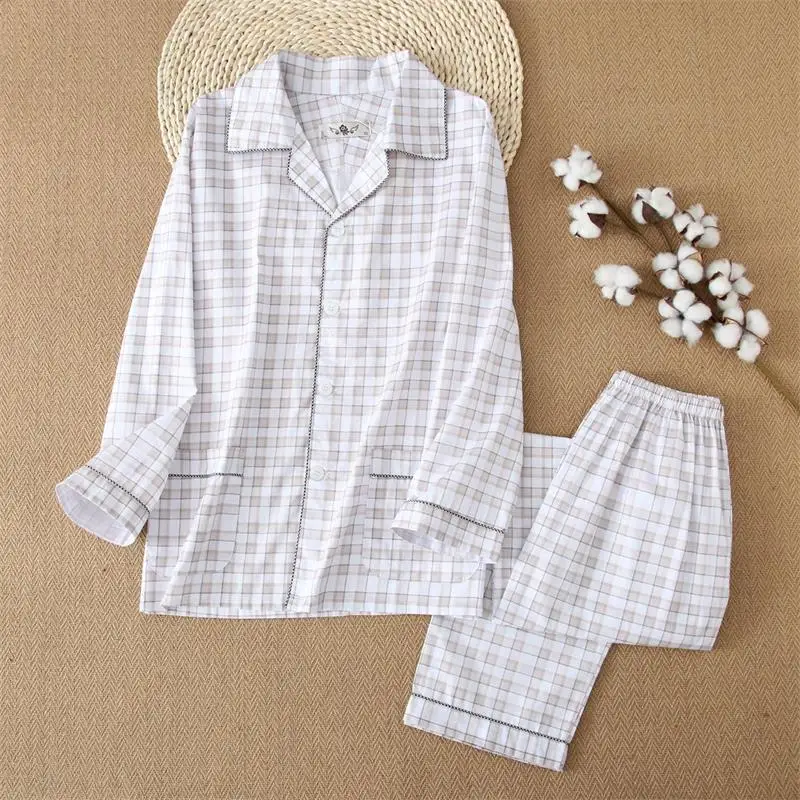 Мужские пижамы весна-осень хлопок повседневный мужской новый пижамный комплект