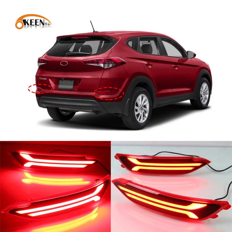 Автомобильный Светодиодный отражатель для hyundai Tucson 2015 2016 2017 2018 2019 2020 2 шт|Фара авто