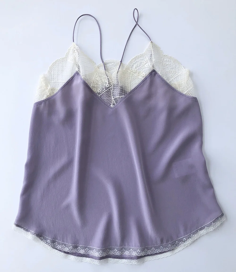 

Ladies' 100% silk hollow lace patchwork top halter top