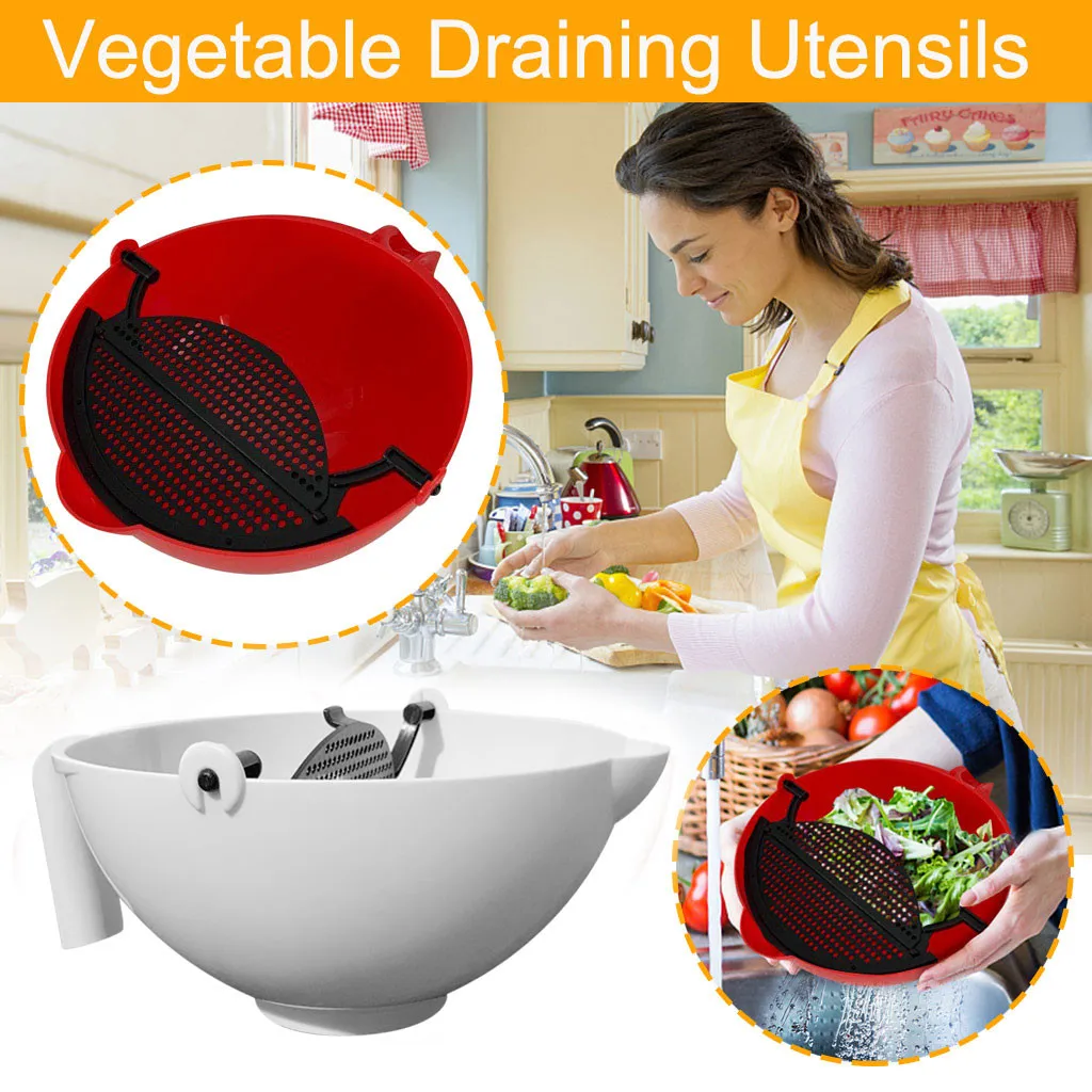 Kitchen Food Grade ABS Rice Beans Washing Filter Strainer 360 degree rotating water basket filter seasoning fruit mixing | Дом и сад