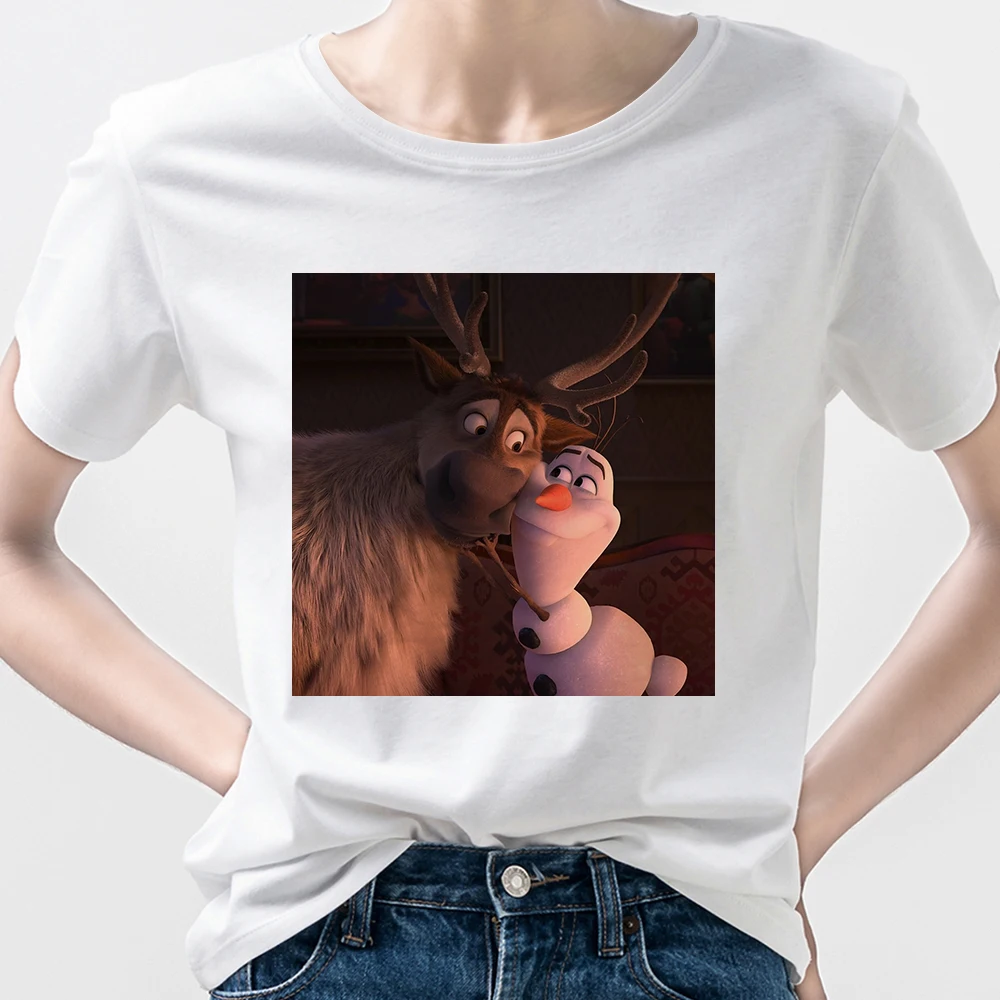 

Disney Frozen Kawaii Olaf Printed Women Tshirts Fashion Streetwear White Shirts Casual Fan gift Tshirts Graphic Tee