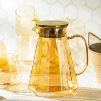 1 8l diamond shape glass cold kettle transparent teapot set heat resistant water bottle jar with handle household pitchers