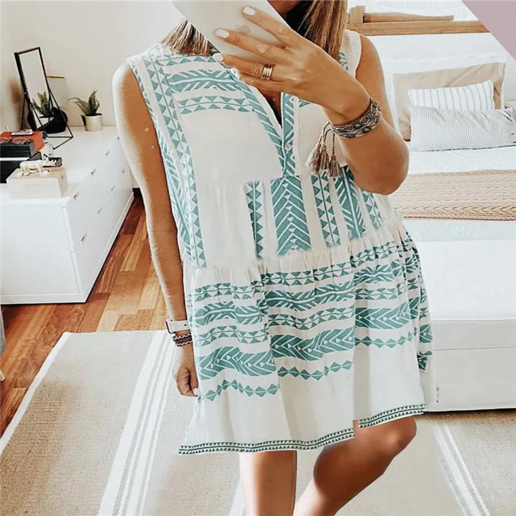 

Women's New Fashion Casual Sleeveless Printed Dress