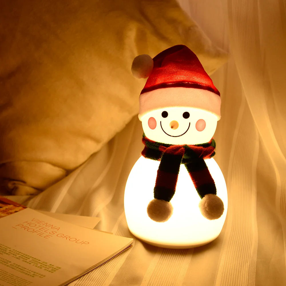 

Snowman Night Light Christmas Gift For Kids Baby Home Decoration Music Light Bedside LED Lamp USB Rechargeable Boy Girl Present