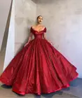 2022 блестящие красные платья с блестками для Quinceanera, бальные платья с открытыми плечами и вырезом сердечком, фатиновые платья для выпускного вечера, платья с фатиновым узором