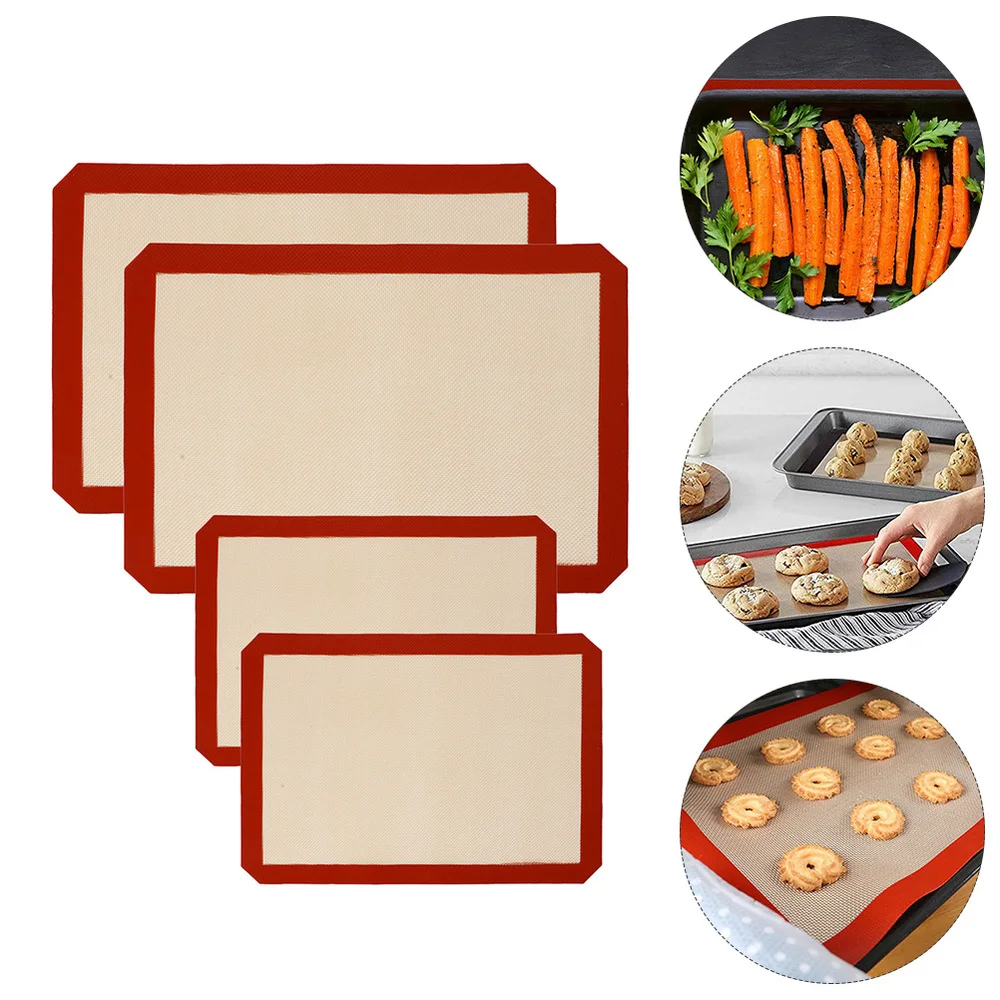 

4pcs Heat-resistant Baking Mats Silicone Baking Pads Non-stick Pan Pastry Mats