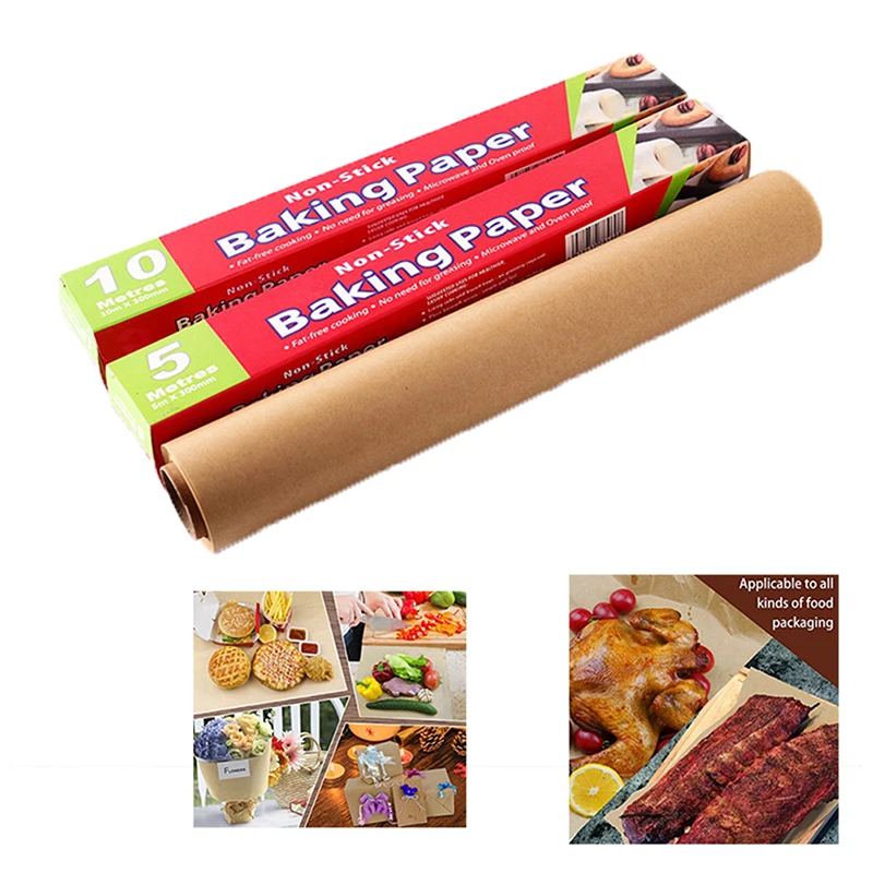 5M Greaseproof Oven Bakeware Baking Cooking Paper Unbleached Parchment Paper Rectangle Baking Sheets for Bakery BBQ Party