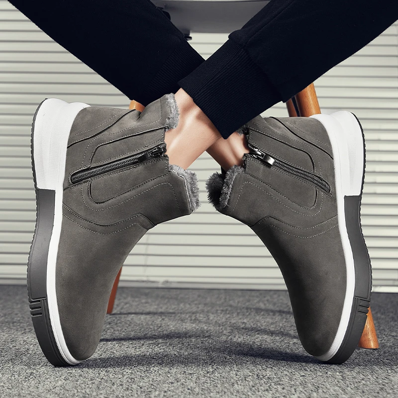 Мужские зимние ботинки с высоким берцем водонепроницаемая обувь из хлопка