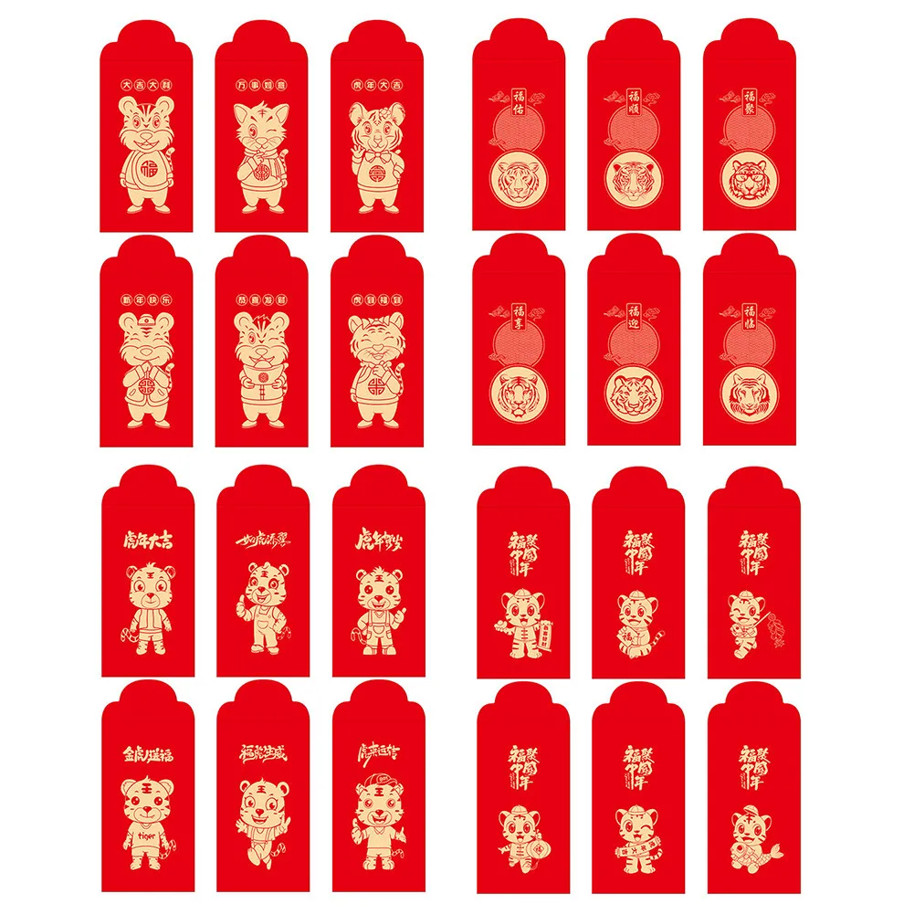 

6pcs Tiger Year 2022 Red Envelope Chinese New Year Hongbao Red Packet Money Envelopes Red Bag Spring Festival Supplies