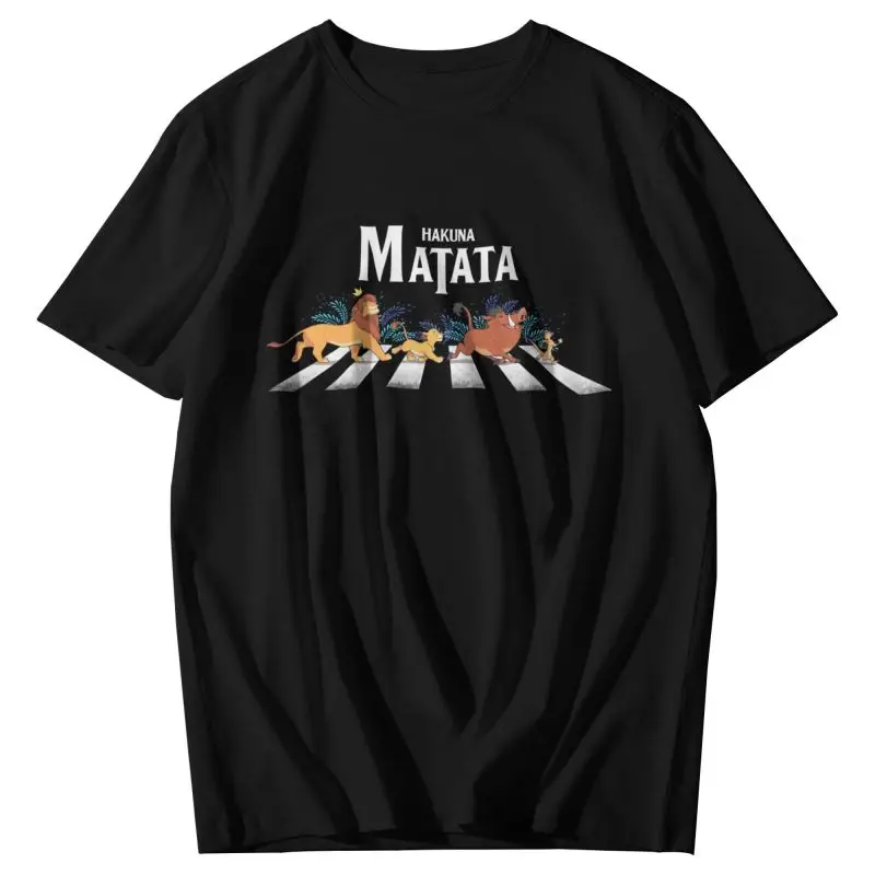 

Футболка Hakuna Matata с мультяшным веером, мужские футболки с коротким рукавом из 100% хлопка, футболки с забавными животными из фильма король льва...