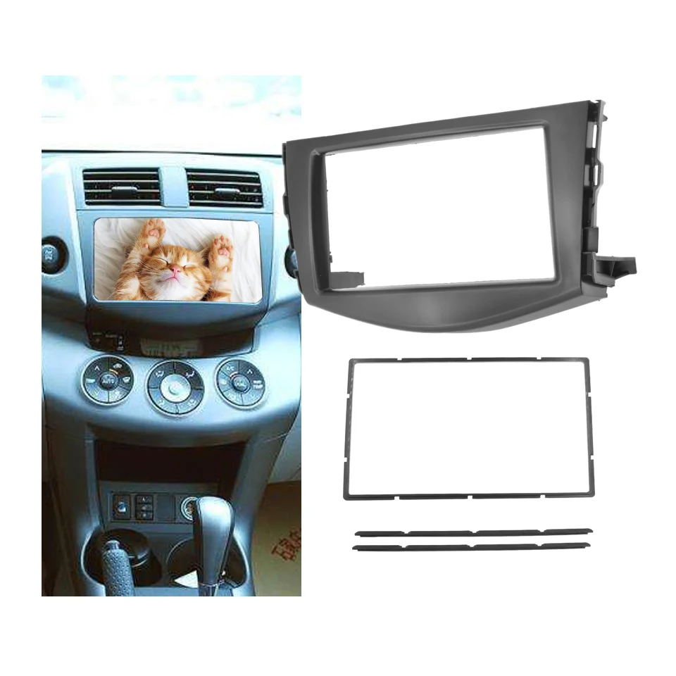 Radio Estéreo de 2 Din para coche, marco de placa, tablero de reacondicionamiento, embellecedor de bisel, doble, para Toyota Rav4 2006-2012