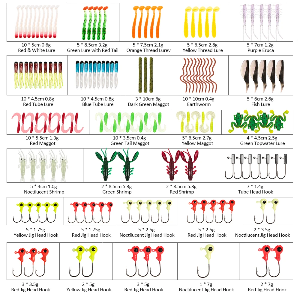 Лидер продаж новинка 146 шт. набор рыболовных приманок смешанные мягкие приманки