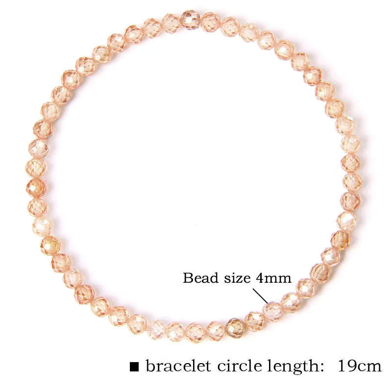 Браслет с бусинами из циркония диаметром 4 мм блестящий маленький турмалиновый