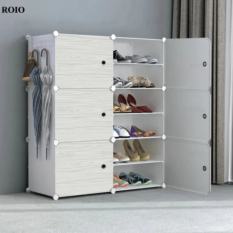Modular DIY Shoe Cabinet Cube Combination Home Dorm Organizer Space-saving Stand Holder Stainless Steel Frame Rack | Мебель