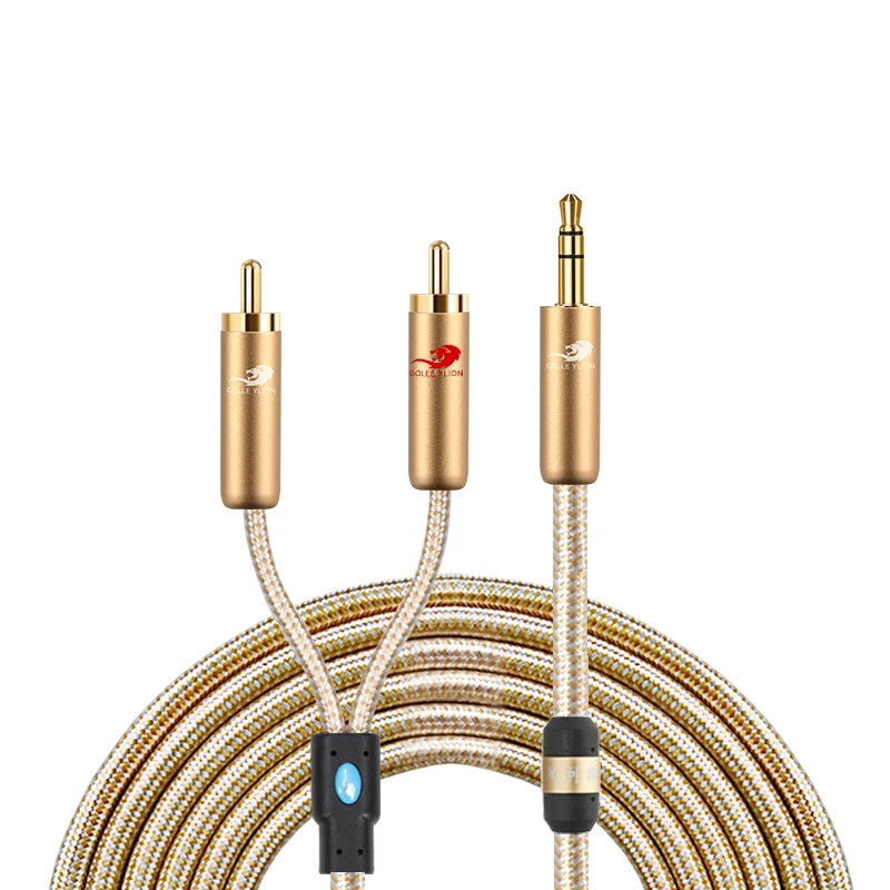 Аудиокабель со штекером стерео 1/8 мм на двойной штекер RCA 3 5 2RCA для телефона MP3