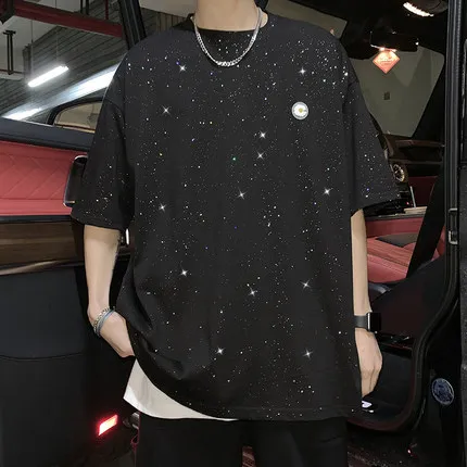 

Men's short sleeve t-shirt summer trend handsome casual half sleeve 7199