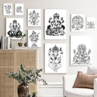 Художественные принты на стену Hinduism, маска индуиста Бога Ганеша, плакаты, символы религии, Художественная Картина на холсте, черные и белые картины, домашний декор