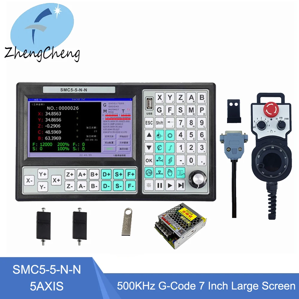 

CNC 5 Axis Offline Mach3 USB Controller SMC5-5-N-N 500KHz G-Code For CNC Engraving Cutting Machine+ 6axis Handwheel+ 75w power