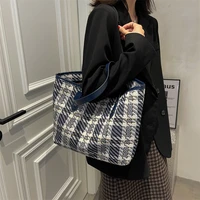 autumn new large capacity tote bag female new luxury designer casual simple plaid simple shoulder bag purses bag for women