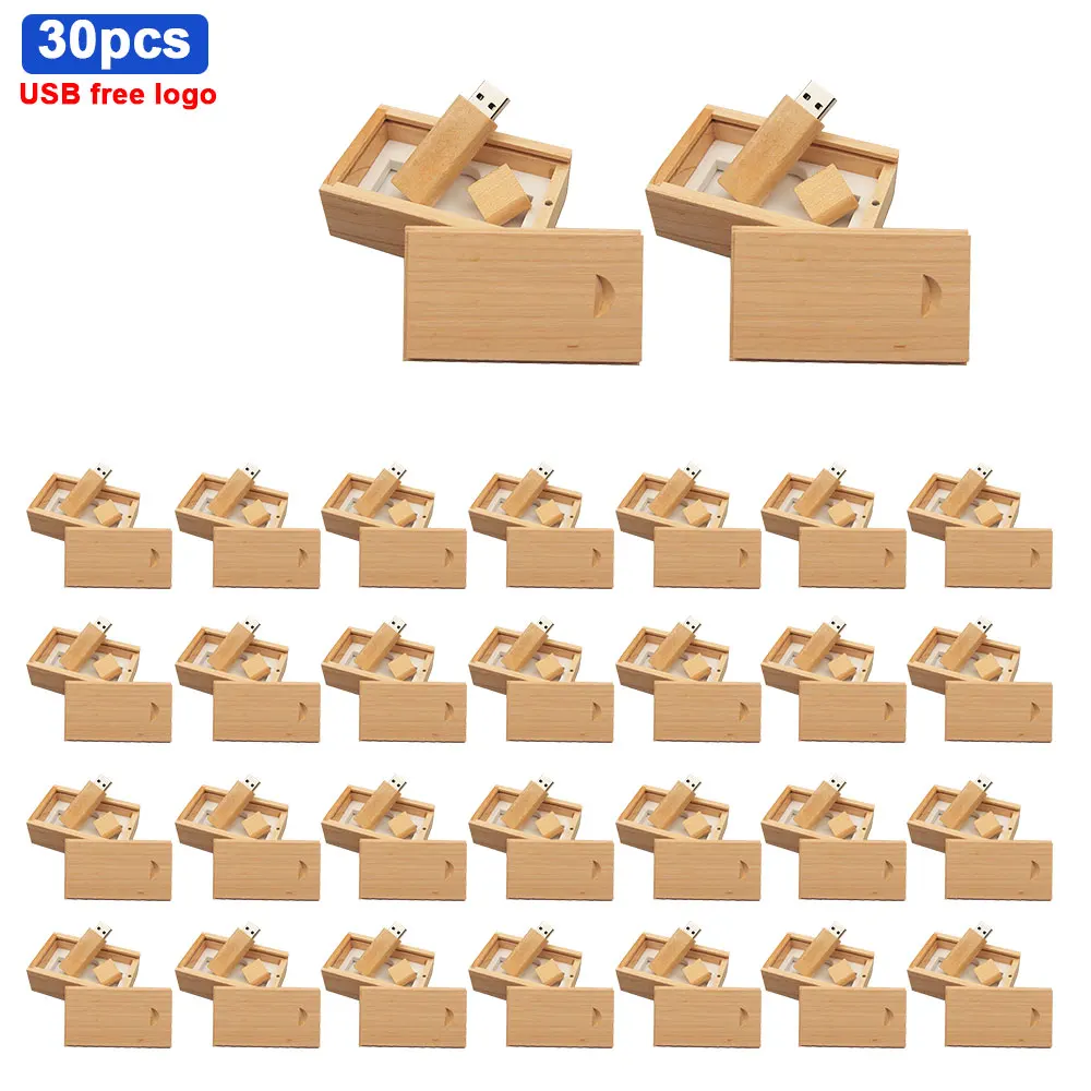 

30pcs/lot Maple wood usb+box print usb flash drive pen drive 4GB 8GB 16GB 32GB 64GB usb2.0 pendrive photography gift free logo