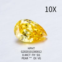 0 435ct carat fancy intense yellow color si1 clarity gemid certificate pear hpht lab grown diamond