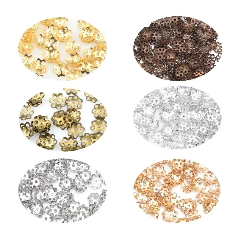 500 шт./лот 6 мм шапочки для бусин в форме цветка сделай сам Ювелирная фурнитура из
