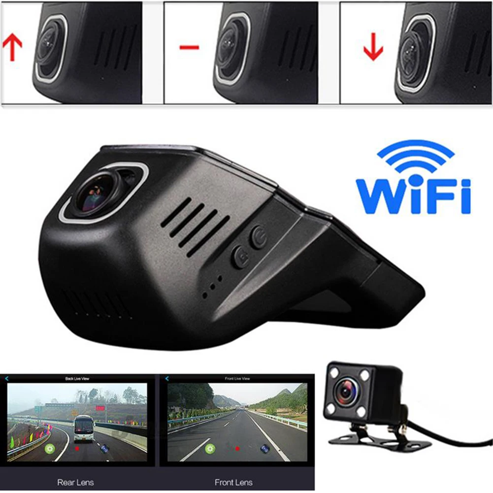 Автомобильный FHD 1080P скрытый Wifi SUV DVR видеорегистратор с двумя объективами камера +