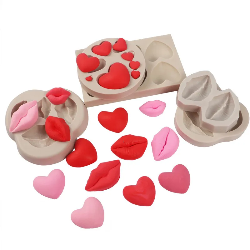 

1Pc Lip Heart LOVE Shapes Silicone Mold Sugarcraft Cookie Cupcake Chocolate Baking Mold Fondant Cake Decorating Tools