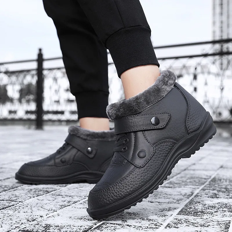 Размера плюс плюшевые теплые мужские Ботинки Зимняя обувь зимние ботинки