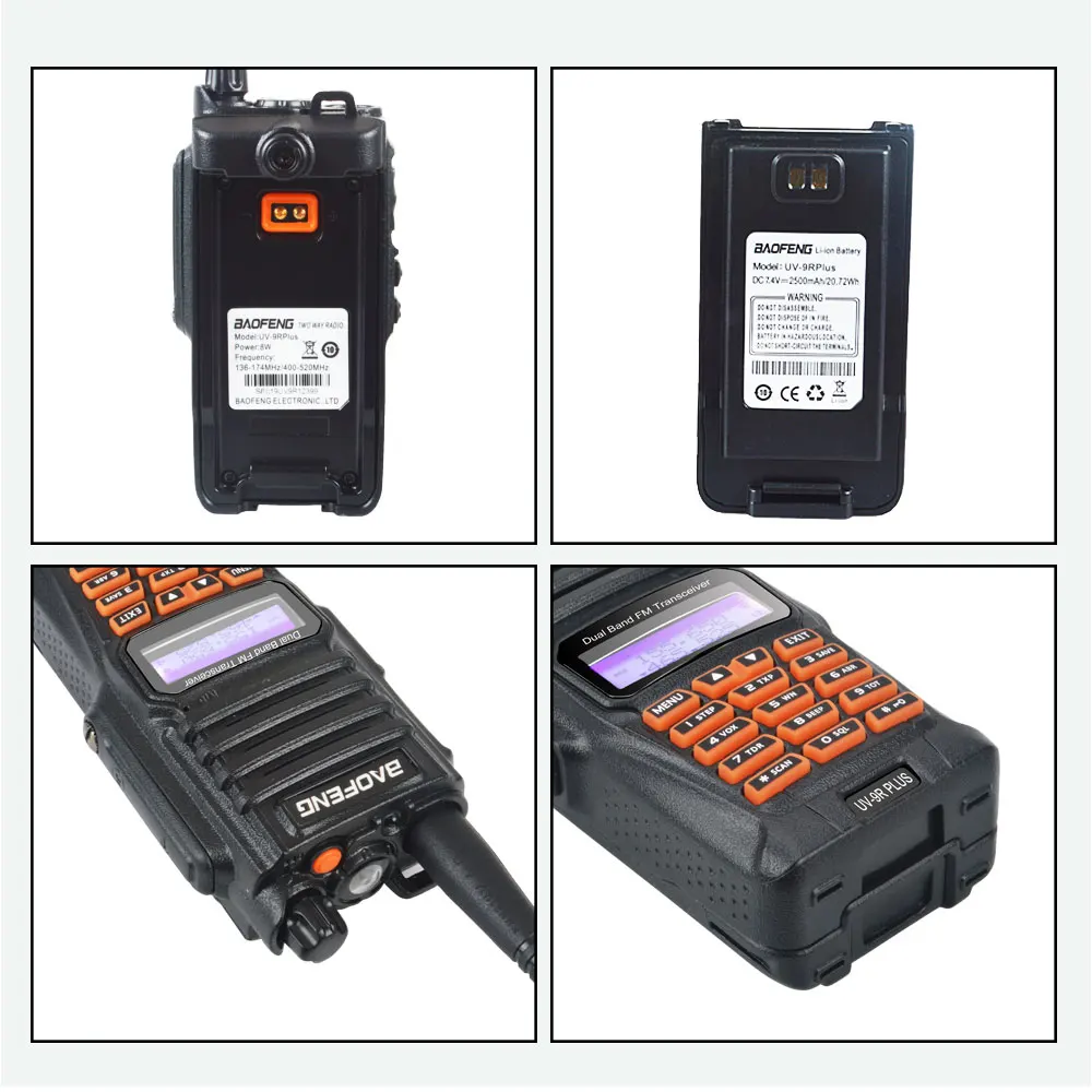 baofeng uv 9r plus ham radio waterproof ip67 dual band vhf uhf fm 8w 128ch walkie talkie uv 9r plus with handsfree free global shipping