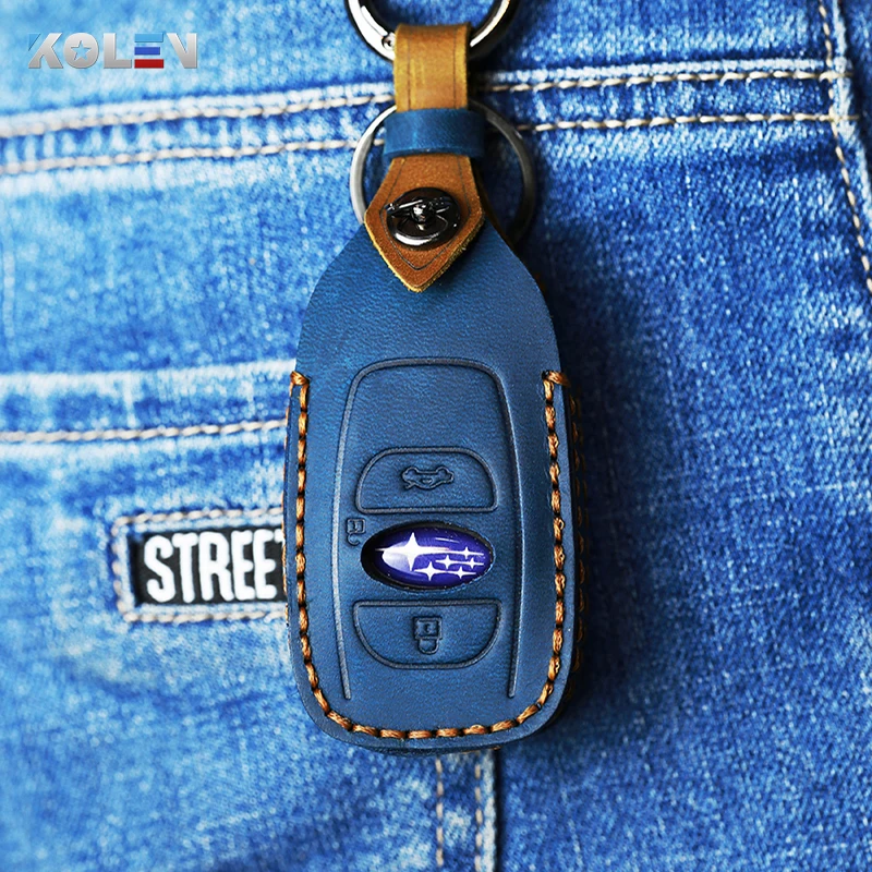 

Leather Car Remote Key Case Cover For Subaru Forester XV Outback BRZ WRX STI Legacy Impreza Crosstrek Key Protector Shell Fob