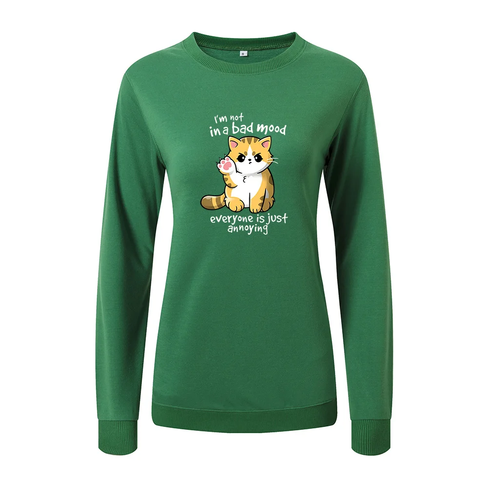 

Women Hoodies Sweatshirts Tops Female Casual Pullovers Cats Letter Print Sweatshirt Spring Autumn Hoodie Pullover Street Clothes