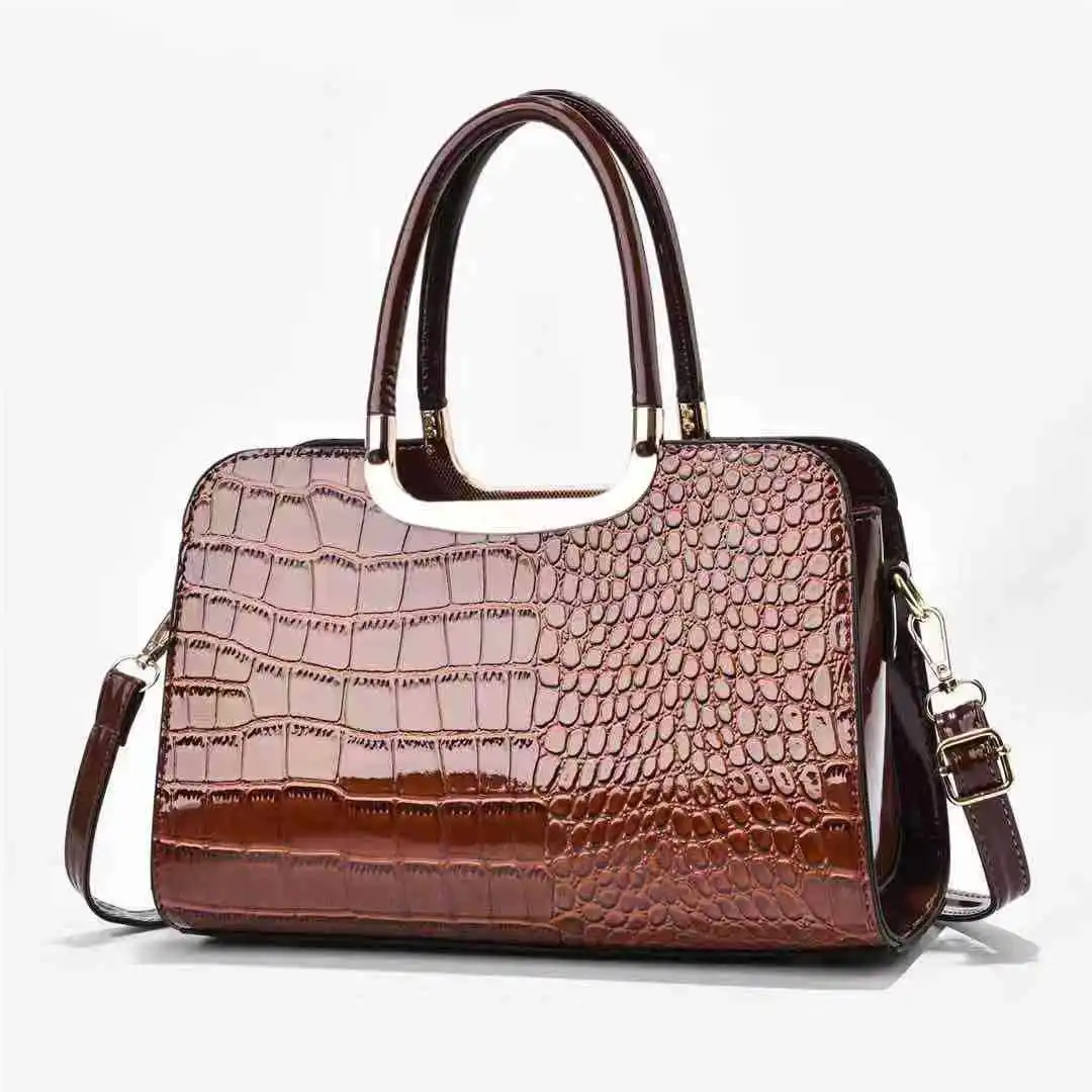 

Female bag new fashion bright leather handbag large capacity stone pattern middle-aged female bag