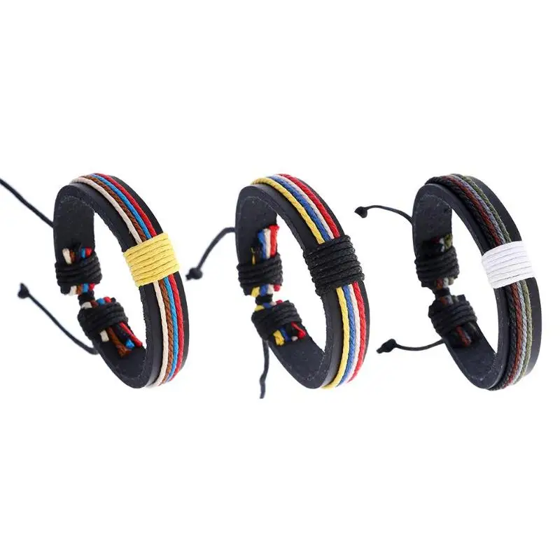 Красочный плетеный веревочный браслет ретро из искусственной кожи браслеты