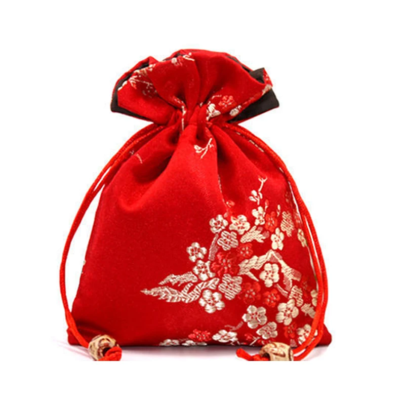 Temperament Jewelry Bag 12x15cm Plum Blossom Pattern Double Thick Brocade Empty Bag Candy Earring Key Storage Bag Gift Bags New images - 6