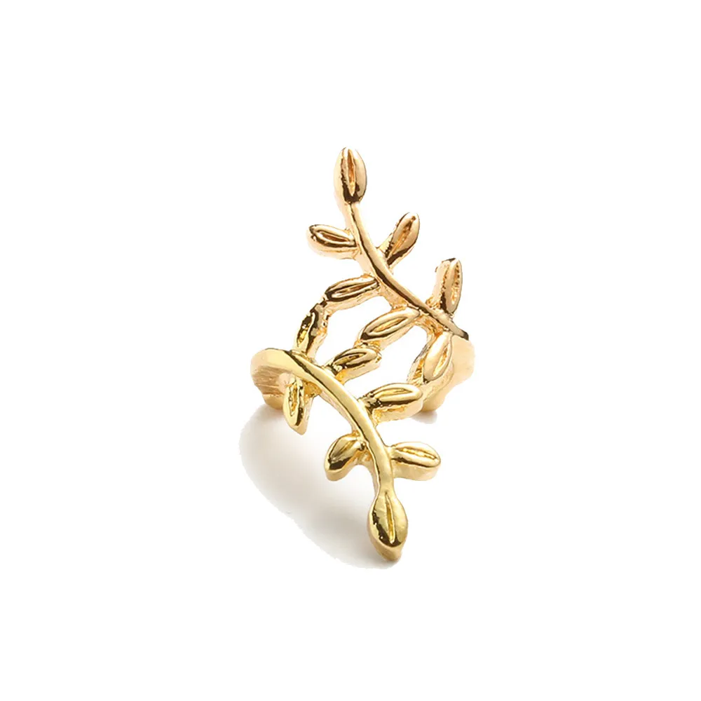 Роскошные серьги клипсы в виде листьев женские стиле панк с кристаллами для