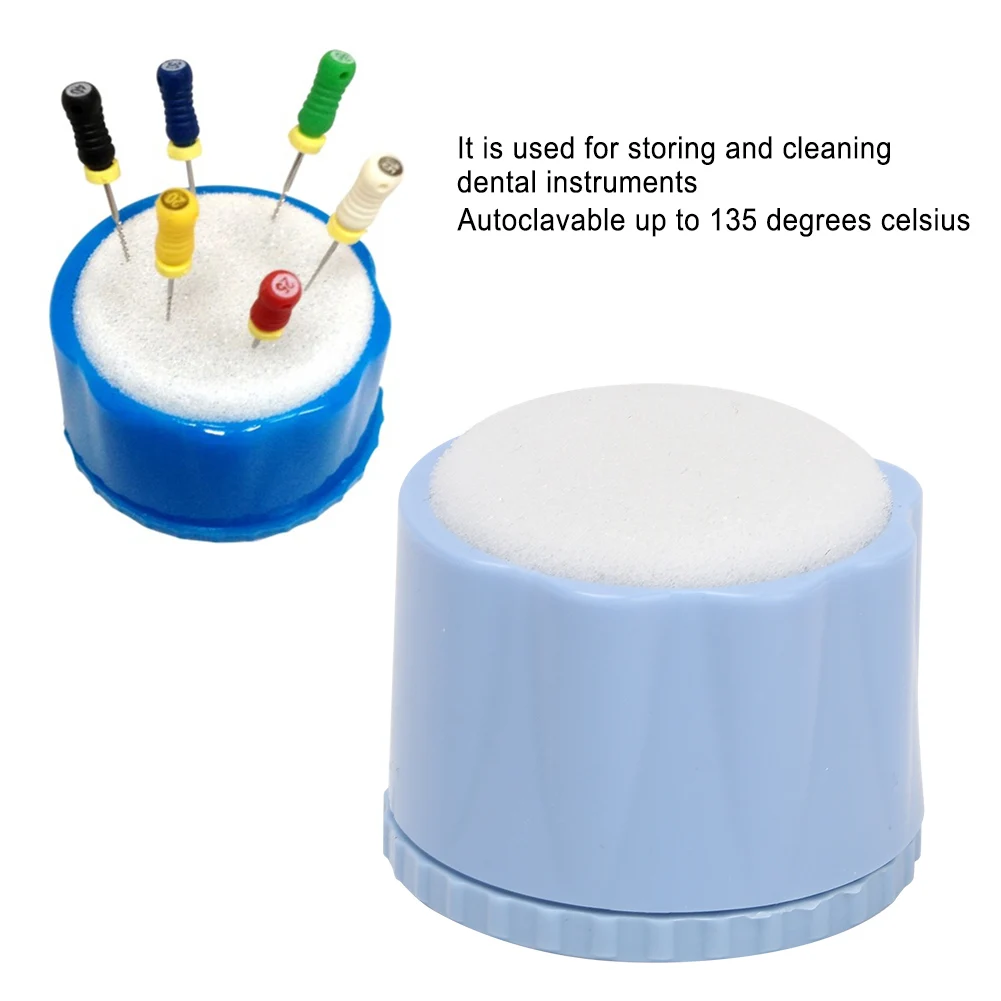 

2Pc Dental Equipment Silicone Base Round Stand Storing Cleaning Foam File Drill Block Holder With Sponge Autoclavable Instrument
