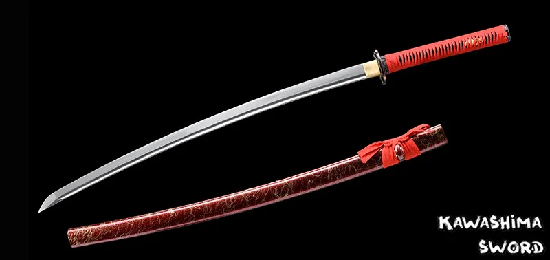 41Inches-Real Sword 1060 Высокоуглеродистая сталь полная острота Тан готовая к резке-японская катана-красный/золотой