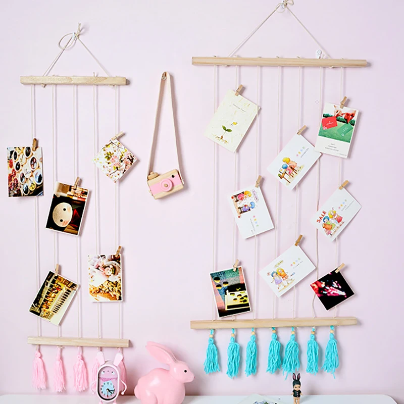 Хлопковая веревка с кисточками настенная подвесная рамка для картин деревянная