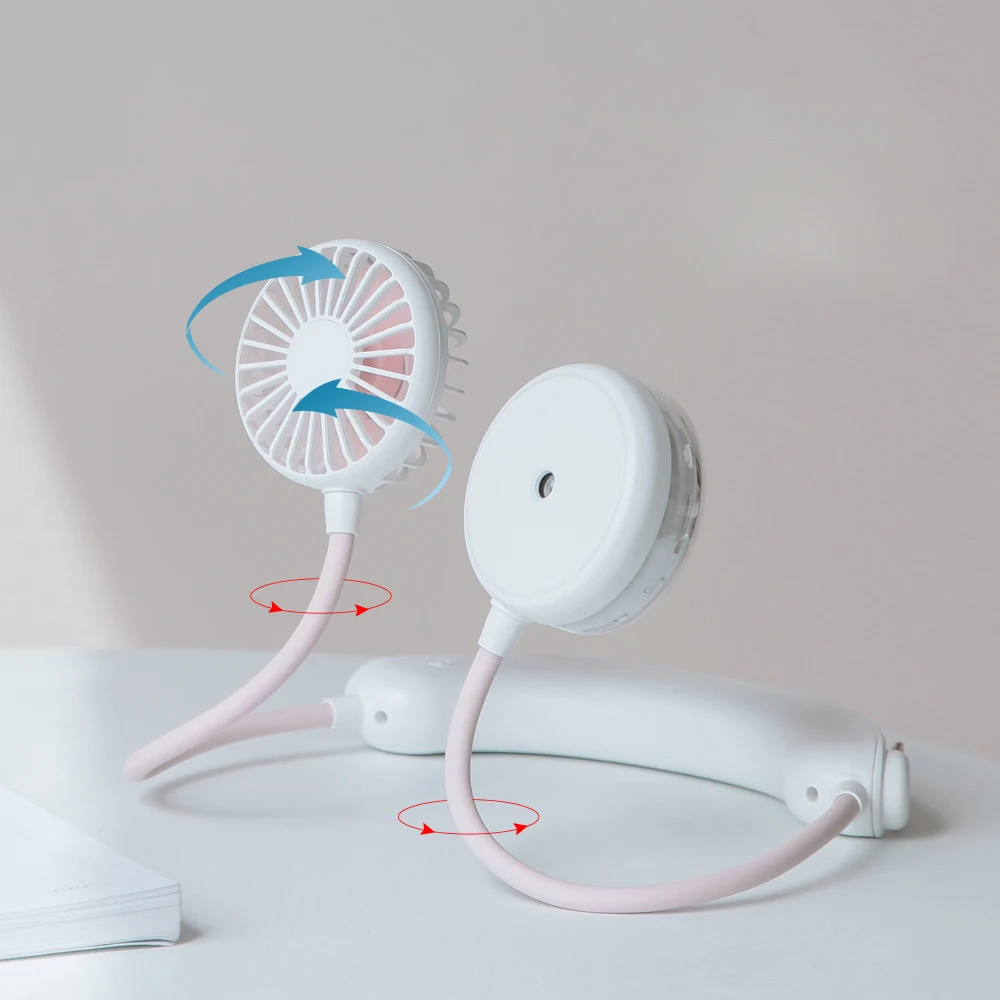 2020 new creative multi-function neck hanging humidification fan usb lazy sports portable handheld spray small | Бытовая техника