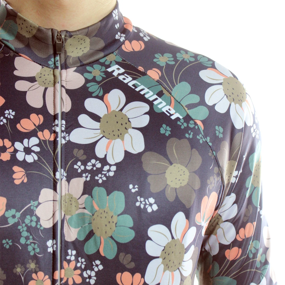 Racmmer 2021 Mens Long Sleeve Cycling Jersey Flower Road Bike MTB Clothing Wear Spring Autumn Clothes Kit Bicycle Maillot | Спорт и