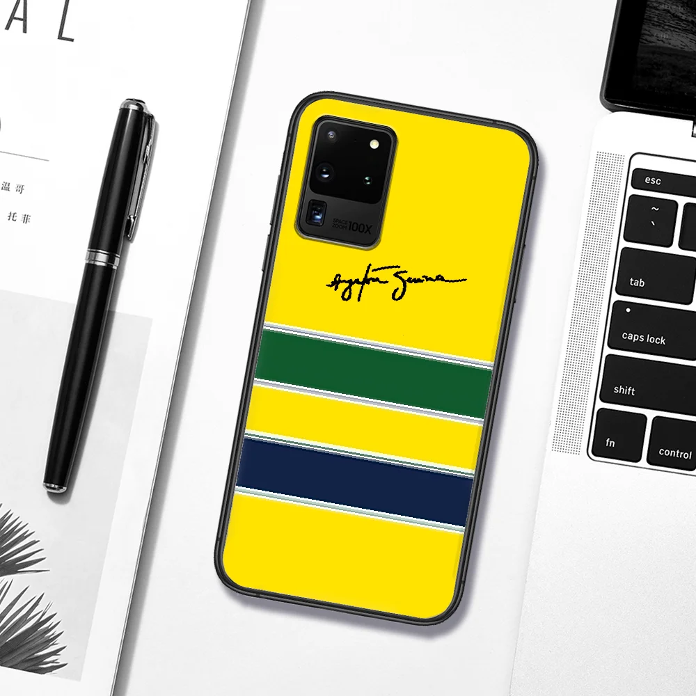 

Ayrton Senna F1 Phone Case For Samsung Galaxy S 6 7 8 9 10 E 20 UITRA FE 21 Edge Note 8 9 10 Plus black Waterproof Silicone Etui