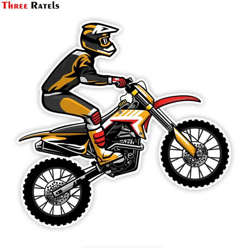 

Three Ratels LCS029# 15x15cm motocross rider doing jumping colorful car sticker funny car stickers styling removable decal