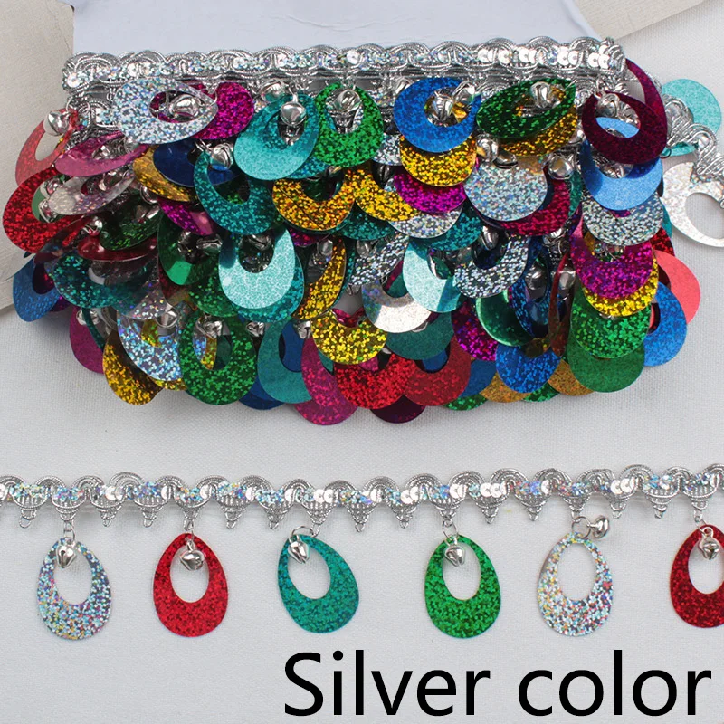 Silver color Meetee, 4 метра, 6 см, кисточка, подвеска, кружево, пайетки, бахрома, отделка, лента, сделай сам, сценическая одежда, аксессуары, ручной швейный Декор RC010 - Цвет: Silver color