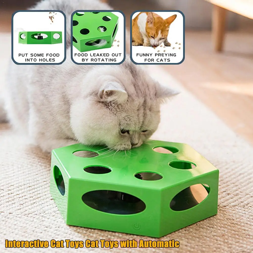 Cat Toy Automatic Hexagonal Electric Rotary Table Funny Box Pet Kitten Interactive Training Stimulating Toys | Дом и сад