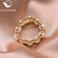 xlentag natural high quality pearls beaded promise ring for women heart engagement party love gift vintage luxury jewlery gr0263