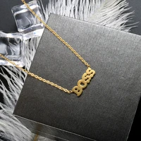 zmfashion titanium steel gold plated boss letter pendant ladies fashion stainless steel necklace ins clavicle chain jewelry gift