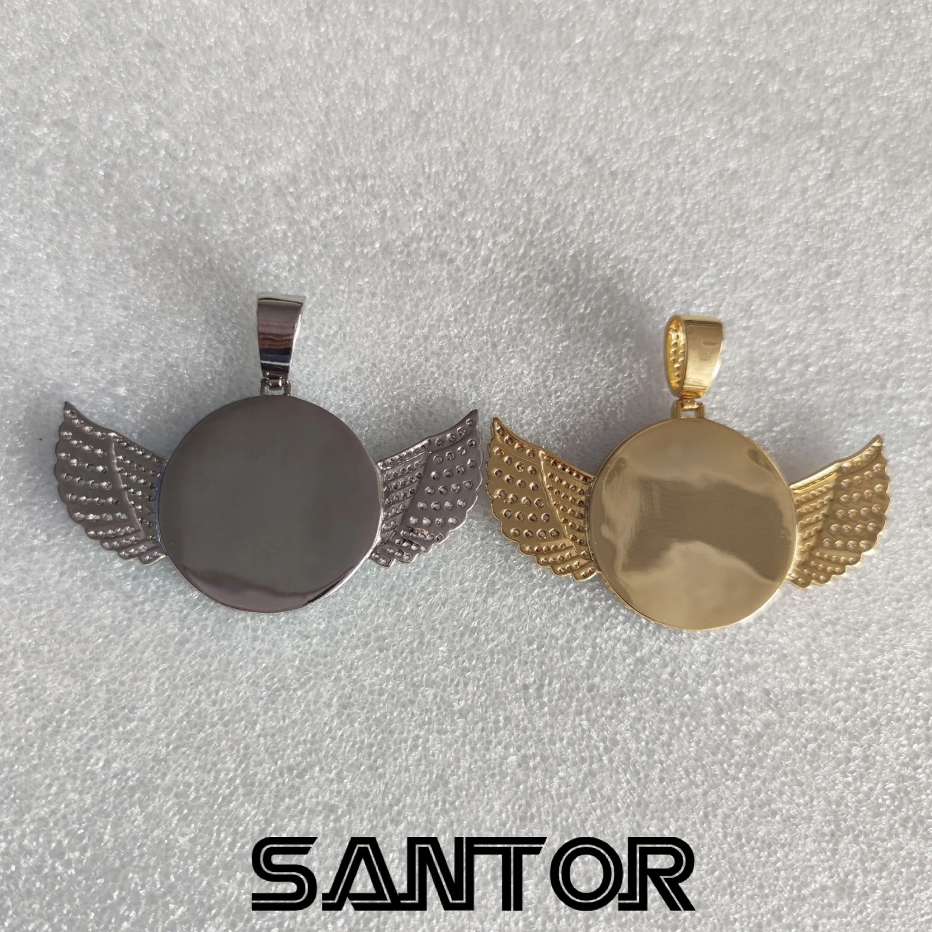 

Customize Photo Pendant Gold Plated Ice Out Angle Wing Custom Pendant Jewelry For Women Men Firend Gift