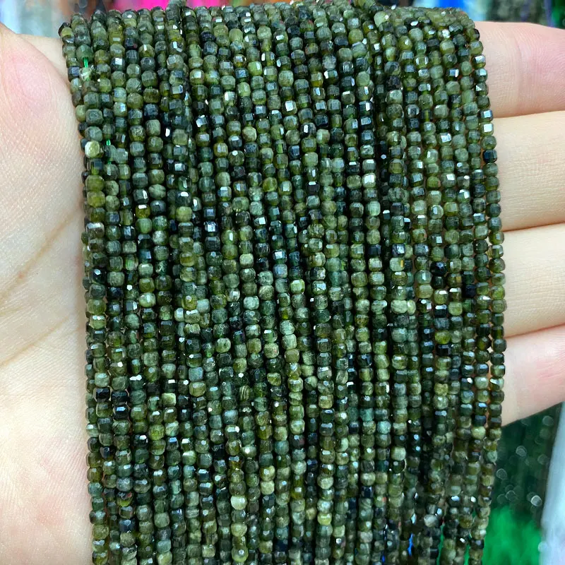 Уникальные Квадратные бусины из натурального камня AB с зеленым турмалином